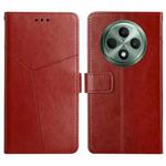 For OPPO Reno12 F 5G Global Y-shaped Pattern Flip Leather Phone Case(Brown)