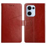 For OPPO Reno13 Global Y-shaped Pattern Flip Leather Phone Case(Brown)