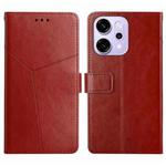 For OPPO Reno14 Pro 5G Global Y-shaped Pattern Flip Leather Phone Case(Brown)