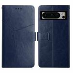 For Google Pixel 8 Pro Y-shaped Pattern Flip Leather Phone Case(Blue)