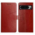For Google Pixel 8 Pro Y-shaped Pattern Flip Leather Phone Case(Brown)