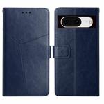 For Google Pixel 8 Y-shaped Pattern Flip Leather Phone Case(Blue)