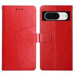 For Google Pixel 8a Y-shaped Pattern Flip Leather Phone Case(Red)