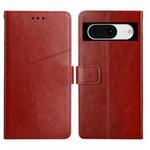 For Google Pixel 8a Y-shaped Pattern Flip Leather Phone Case(Brown)