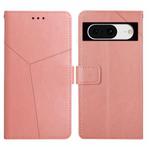 For Google Pixel 8a Y-shaped Pattern Flip Leather Phone Case(Pink)