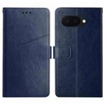 For Google Pixel 9a Y-shaped Pattern Flip Leather Phone Case(Blue)