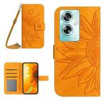 For OPPO Reno11 F 5G/F25 Pro 5G Skin Feel Sun Flower Embossed Flip Leather Phone Case with Lanyard(Yellow)