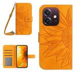 For OPPO A3 4G Global / 5G Global Skin Feel Sun Flower Embossed Flip Leather Phone Case with Lanyard(Yellow)