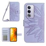 For OPPO A80 EU / A3 Pro Global Skin Feel Sun Flower Embossed Flip Leather Phone Case with Lanyard(Purple)