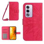 For OPPO A80 EU / A3 Pro Global Skin Feel Sun Flower Embossed Flip Leather Phone Case with Lanyard(Rose Red)