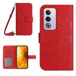 For OPPO A3 Pro 5G India / K12x 5G Global Skin Feel Sun Flower Embossed Flip Leather Phone Case with Lanyard(Red)