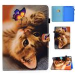 For iPad 10.2 / iPad Pro 10.5 Colored Drawing Stitching Horizontal Flip Leather Case with Holder & Card Slots & Sleep / Wake-up Function(Butterfly Cat)