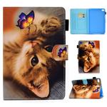 For iPad mini 5 / mini 4 / mini 3 / mini 2 / mini Colored Drawing Stitching Horizontal Flip Leather Case with Holder & Card Slots & Sleep / Wake-up Function(Butterfly Cat)
