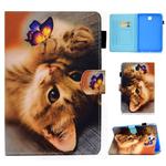 For Samsung Galaxy Tab A 8.0 / T350 Colored Drawing Stitching Horizontal Flip Leather Case with Holder & Card Slots & Sleep / Wake-up Function(Butterfly Cat)