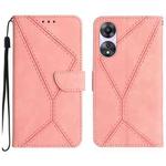 For OPPO A78 4G Stitching Embossed Leather Phone Case(Pink)