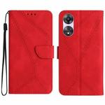 For OPPO A58 4G Stitching Embossed Leather Phone Case(Red)