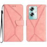 For OPPO A59 5G Stitching Embossed Leather Phone Case(Pink)
