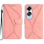 For OPPO A60 4G Stitching Embossed Leather Phone Case(Pink)