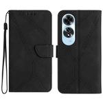 For OPPO A60 4G Stitching Embossed Leather Phone Case(Black)