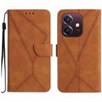 For OPPO A3x India Stitching Embossed Leather Phone Case(Brown)