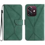 For OPPO A3x India Stitching Embossed Leather Phone Case(Green)