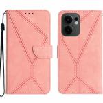 For OPPO Reno13 F 4G / 5G Stitching Embossed Leather Phone Case(Pink)