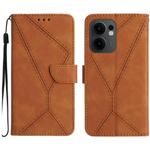 For OPPO Reno13 F 4G / 5G Stitching Embossed Leather Phone Case(Brown)