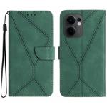 For OPPO Reno13 F 4G / 5G Stitching Embossed Leather Phone Case(Green)