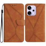 For OPPO Reno14 5G Global Stitching Embossed Leather Phone Case(Brown)