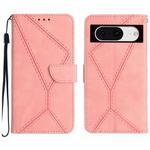For Google Pixel 8a Stitching Embossed Leather Phone Case(Pink)