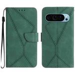 For Google Pixel 9 Stitching Embossed Leather Phone Case(Green)
