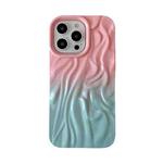For iPhone 14 Pro Max Wrinkle Gradient Oily Feel TPU Phone Case(Pink Green)