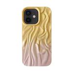 For iPhone 12 Wrinkle Gradient Oily Feel TPU Phone Case(Yellow Pink)