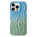 For iPhone 15 Pro Max Wrinkle Gradient Oily Feel TPU Phone Case(Blue Green)