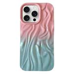 For iPhone 15 Pro Max Wrinkle Gradient Oily Feel TPU Phone Case(Pink Green)