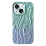 For iPhone 15 Wrinkle Gradient Oily Feel TPU Phone Case(Green Purple)