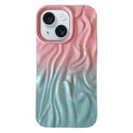 For iPhone 15 Wrinkle Gradient Oily Feel TPU Phone Case(Pink Green)