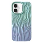 For iPhone 16 Wrinkle Gradient Oily Feel TPU Phone Case(Green Purple)