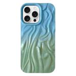 For iPhone 16 Pro Wrinkle Gradient Oily Feel TPU Phone Case(Blue Green)