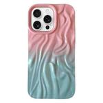 For iPhone 16 Pro Wrinkle Gradient Oily Feel TPU Phone Case(Pink Green)