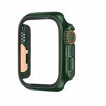 For Apple Watch Series 9 / 8 / 7 41mm Tempered Film Hybrid PC Integrated Watch Case(Deep Green Orange)