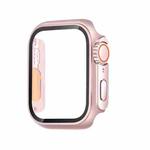 For Apple Watch Series 9 / 8 / 7 45mm Tempered Film Hybrid PC Integrated Watch Case(Rose Gold Orange)