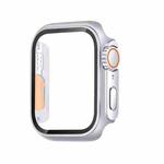 For Apple Watch Series 9 / 8 / 7 45mm Tempered Film Hybrid PC Integrated Watch Case(Silver Orange)