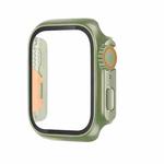 For Apple Watch Series 9 / 8 / 7 45mm Tempered Film Hybrid PC Integrated Watch Case(Green Orange)