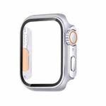 For Apple Watch Series 6 / 5 / 4 / SE 44mm Tempered Film Hybrid PC Integrated Watch Case(Silver Orange)