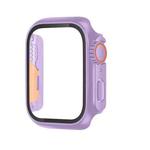 For Apple Watch Series 6 / 5 / 4 / SE 44mm Tempered Film Hybrid PC Integrated Watch Case(Light Purple Orange)