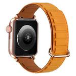 For Apple Watch Ultra 49mm Reverse Buckle Magnetic Silicone Watch Band(Rose Buckle Poppy Brown)