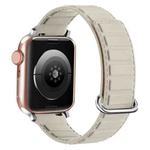 For Apple Watch 8 45mm  Reverse Buckle Magnetic Silicone Watch Band(Silver Buckle Starlight)