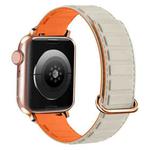 For Apple Watch 7 41mm Reverse Buckle Magnetic Silicone Watch Band(Rose Buckle Starlight Orange)