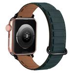 For Apple Watch SE 2022 44mm Reverse Buckle Magnetic Silicone Watch Band(Black Buckle Green Brown)